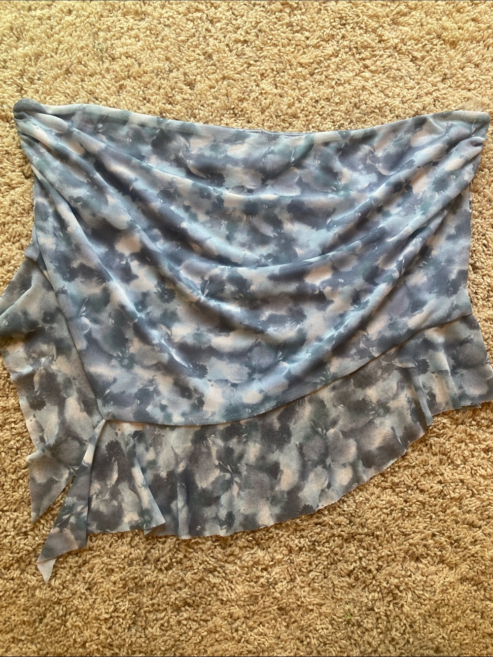 Full Tilt Light Blue Floral Paisley Women’s Casual Crop Top with Fringe